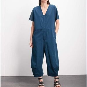 ROUCHA - JON V-NECK CURVED NECK CANVAS JUMPSUIT SZ A MORDERN CITY UTILITIES